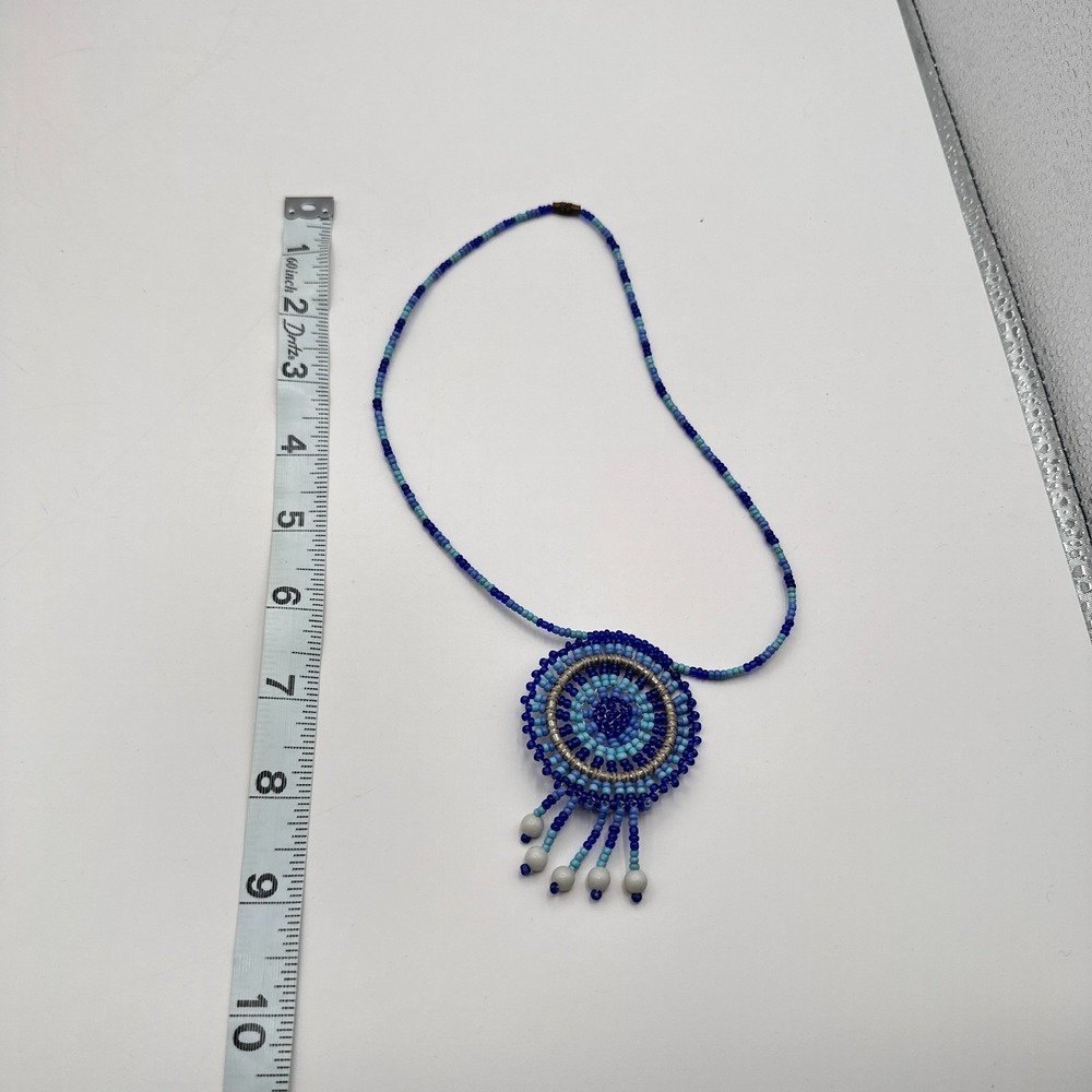 Vintage 90s Seed Beaded Dreamcatcher Necklace Women's Classic Fashion Jewelry - Picture 8 of 8